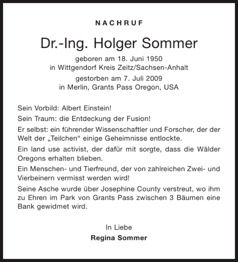 Traueranzeigen Von Dr Ing Holger Sommer Aachen Gedenkt