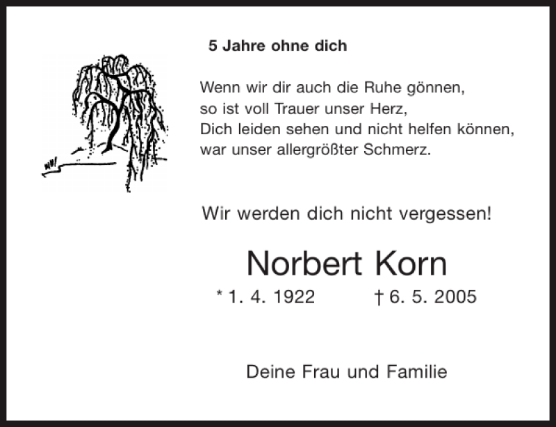 Traueranzeigen Von Norbert Korn Aachen Gedenkt