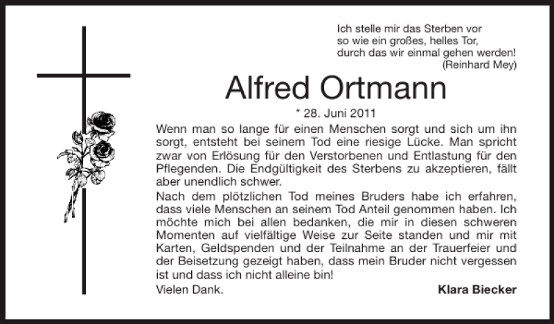 Traueranzeigen Von Alfred Ortmann Aachen Gedenkt