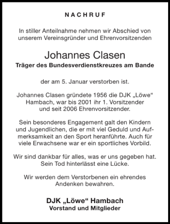 Traueranzeigen Von Johannes Clasen Aachen Gedenkt