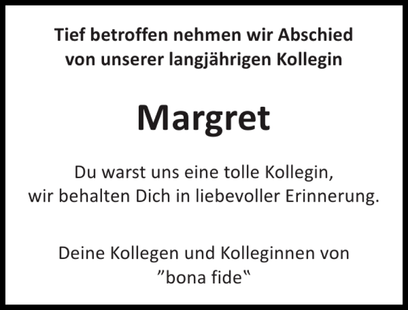 Traueranzeigen Von Margret Aachen Gedenkt