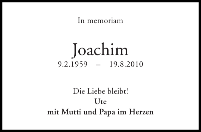 Traueranzeigen Von Joachim Aachen Gedenkt