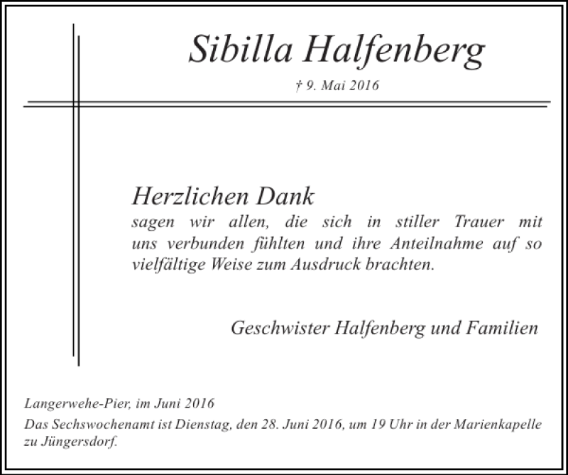 Traueranzeigen Von Sibilla Halfenberg Aachen Gedenkt