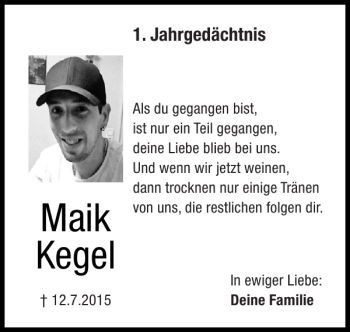 Traueranzeigen Von Maik Kegel Aachen Gedenkt