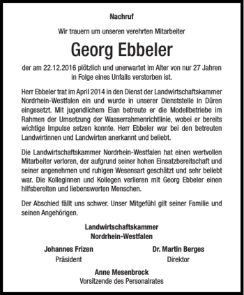 Traueranzeigen Von Georg Ebbeler Aachen Gedenkt