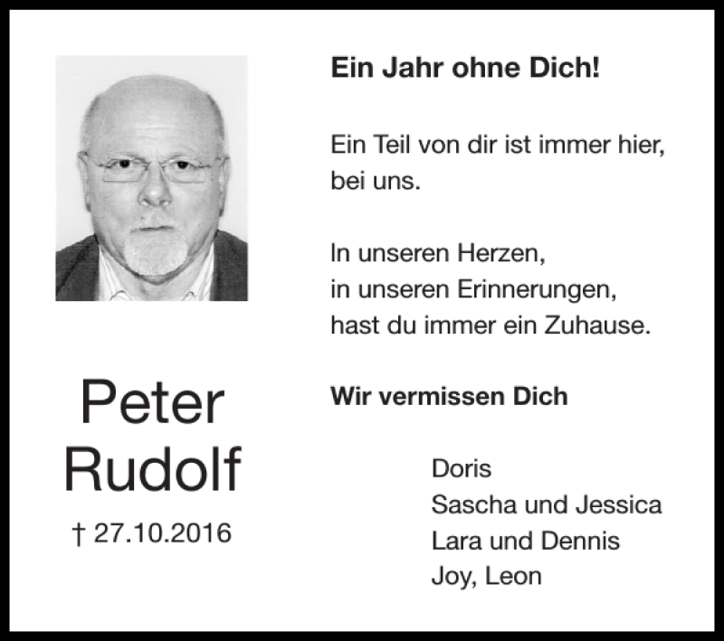 Traueranzeigen Von Peter Rudolf Aachen Gedenkt