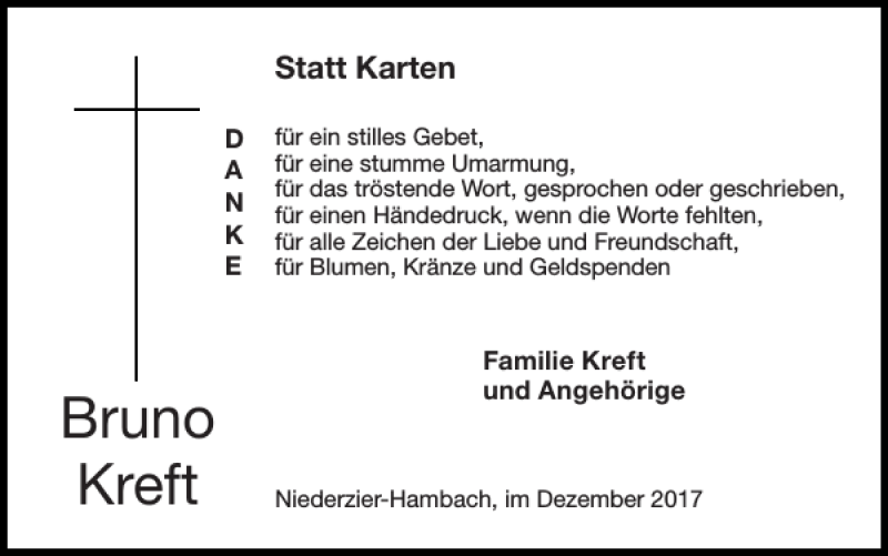 Traueranzeigen Von Bruno Kreft Aachen Gedenkt