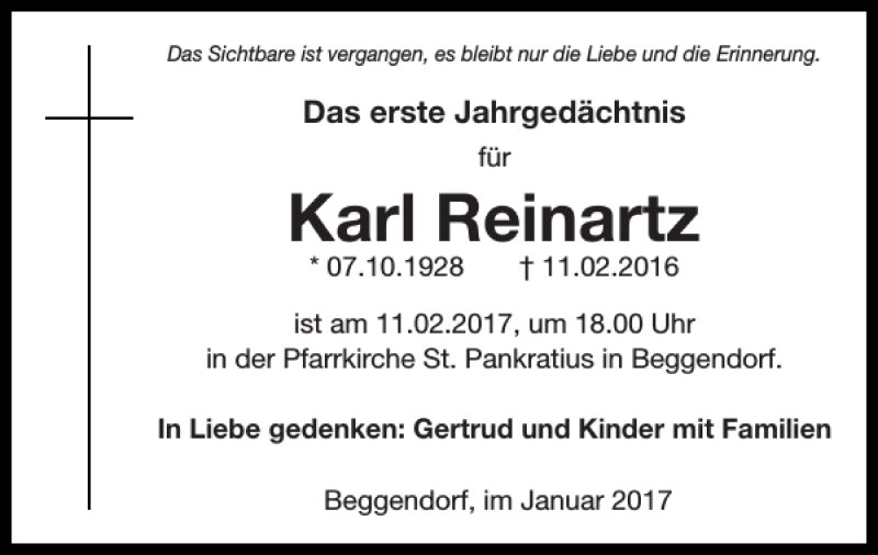 Traueranzeigen Von Karl Reinartz Aachen Gedenkt