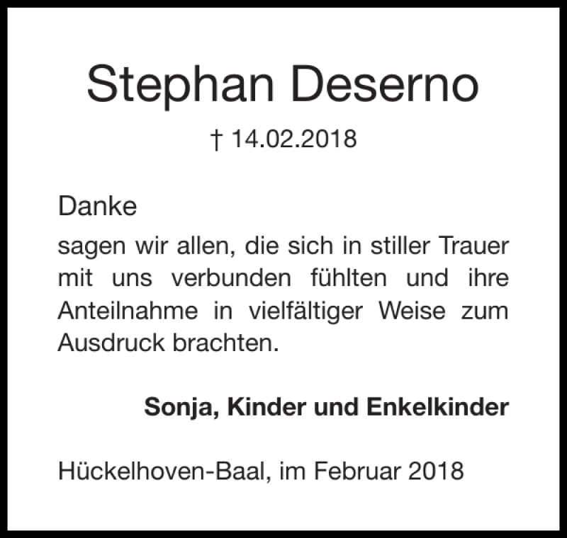 Traueranzeigen Von Stephan Deserno Aachen Gedenkt