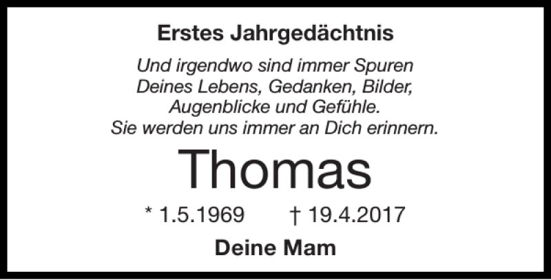 Traueranzeigen Von Thomas Aachen Gedenkt