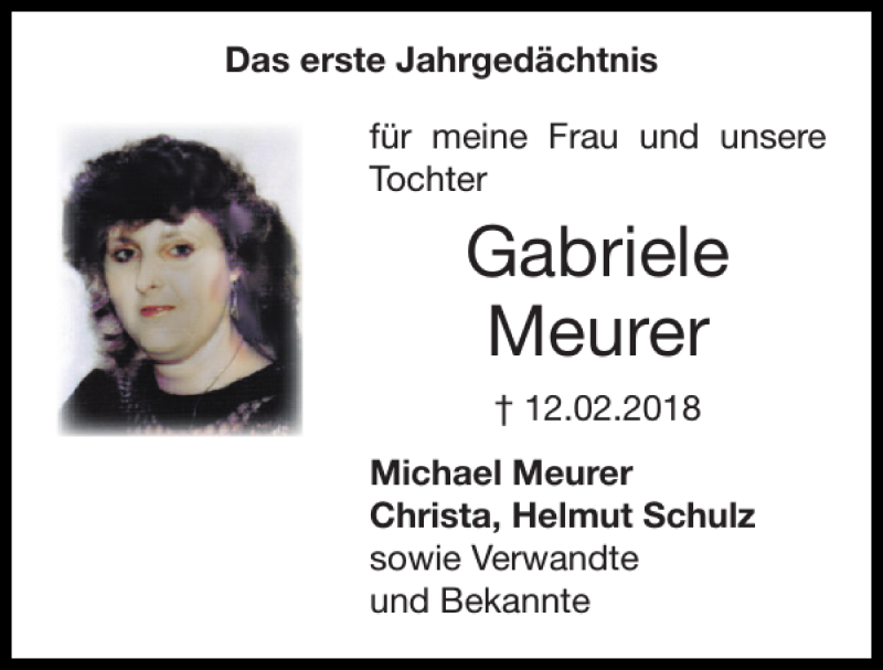 Traueranzeigen Von Gabriele Meurer Aachen Gedenkt