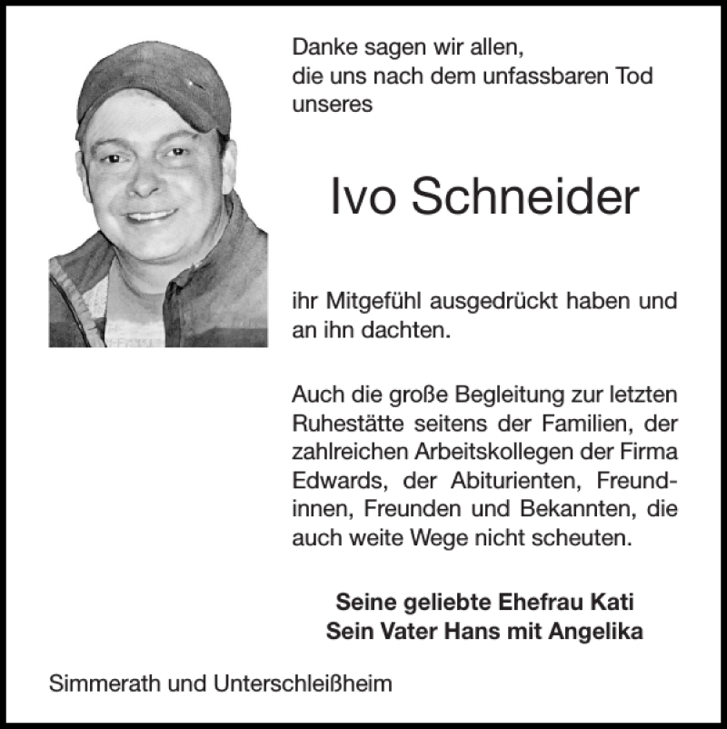 Traueranzeigen Von Ivo Schneider Aachen Gedenkt