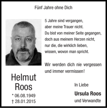 Traueranzeigen Von Helmut Roos Aachen Gedenkt