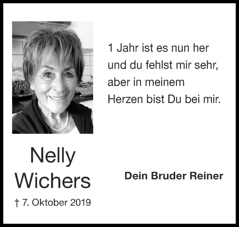 Traueranzeigen Von Nelly Wichers Aachen Gedenkt