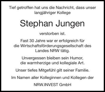 Traueranzeigen Von Stephan Jungen Aachen Gedenkt