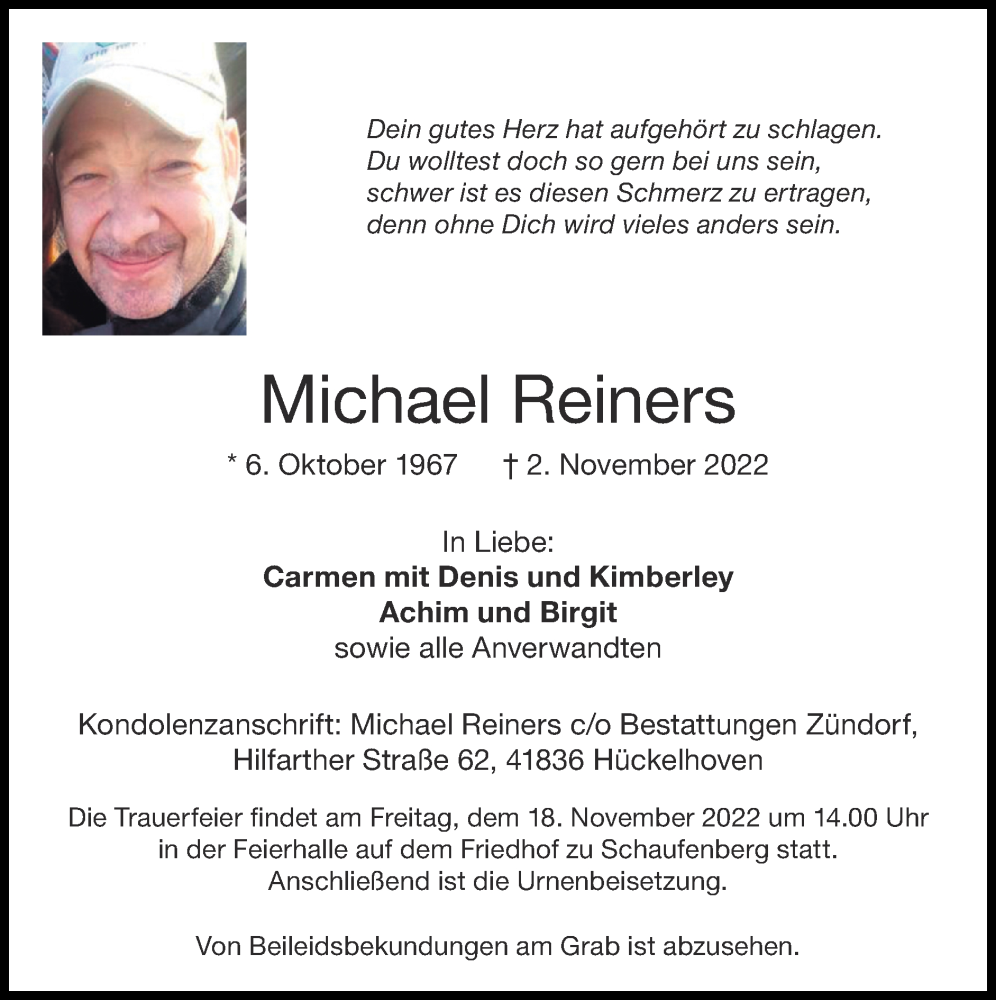 Traueranzeigen Von Michael Reiners Aachen Gedenkt