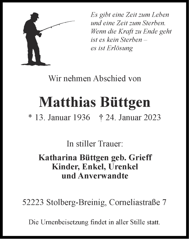 Traueranzeigen Von Matthias B Ttgen Aachen Gedenkt