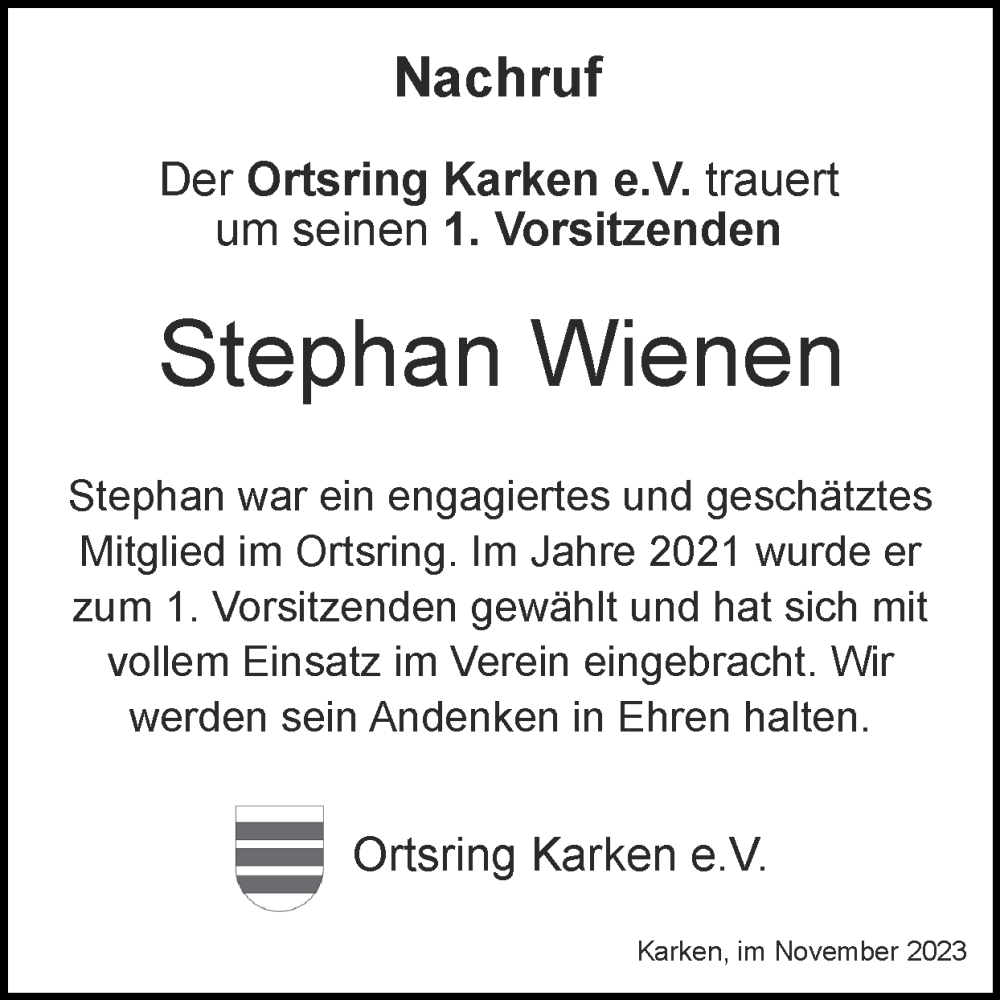 Traueranzeigen Von Stephan Wienen Aachen Gedenkt