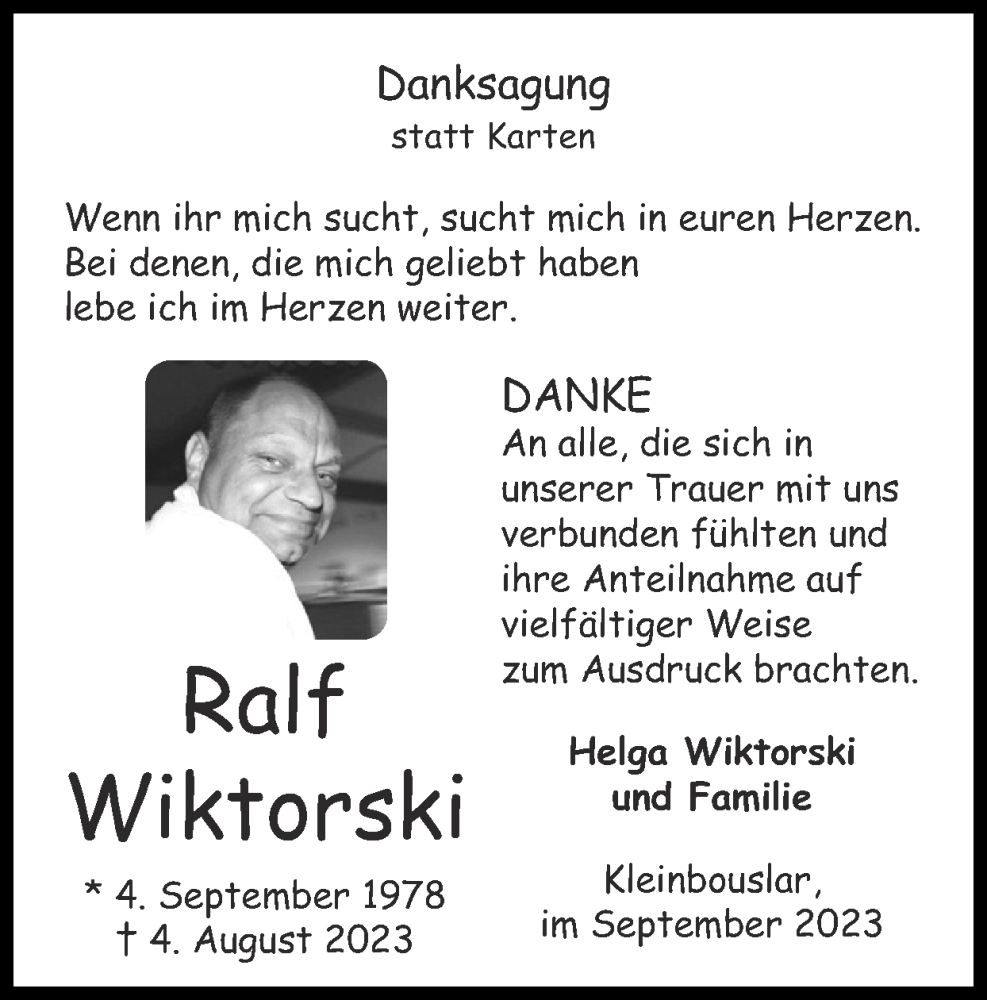 Traueranzeigen Von Ralf Wiktorski Aachen Gedenkt