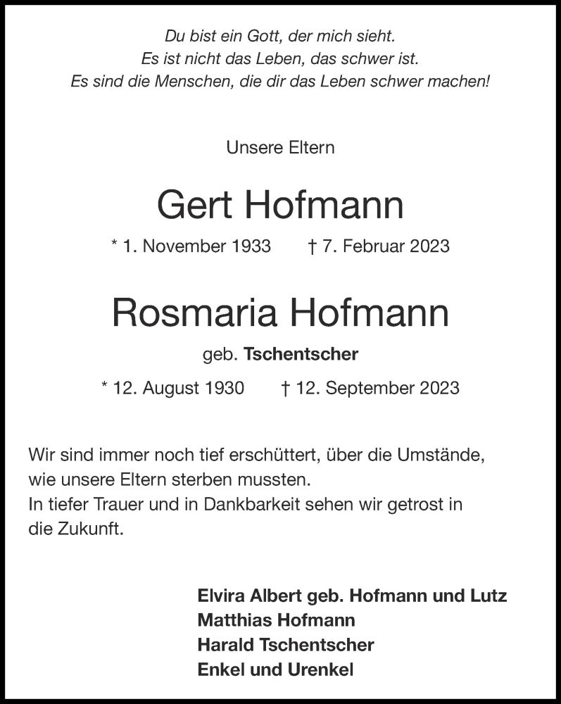 Traueranzeigen Von Rosmaria Hofmann Aachen Gedenkt