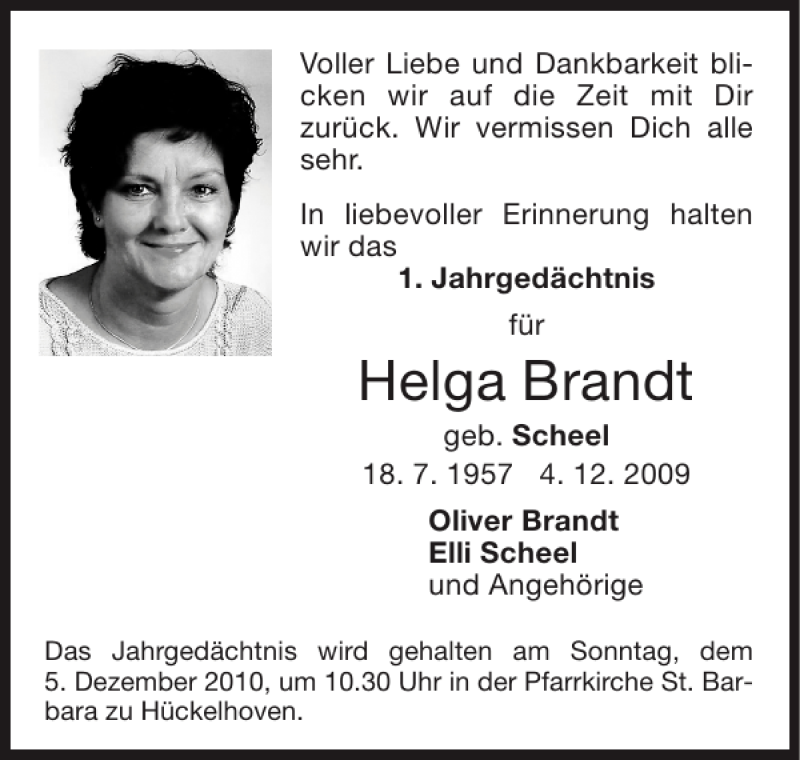 Traueranzeigen Von Helga Brandt Aachen Gedenkt 8914