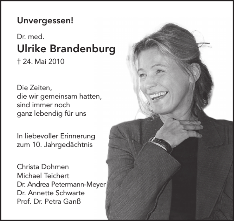 Traueranzeigen Von Ulrike Brandenburg Aachen Gedenkt 3933