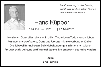 Traueranzeige von Hans Küpper von Zeitung am Sonntag