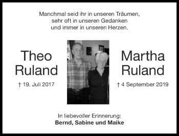 Traueranzeige von Martha Ruland von Zeitung am Sonntag