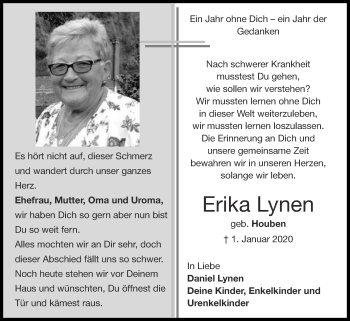 Traueranzeigen Von Erika Lynen | Aachen Gedenkt