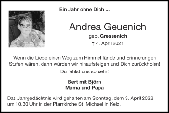 Traueranzeige von Andrea Geuenich von Zeitung am Sonntag