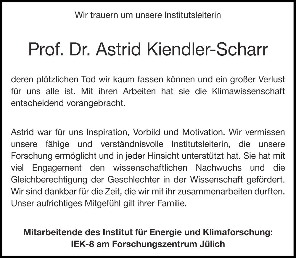  Traueranzeige für Astrid Kiendler-Scharr vom 11.02.2023 aus Aachener Zeitung / Aachener Nachrichten