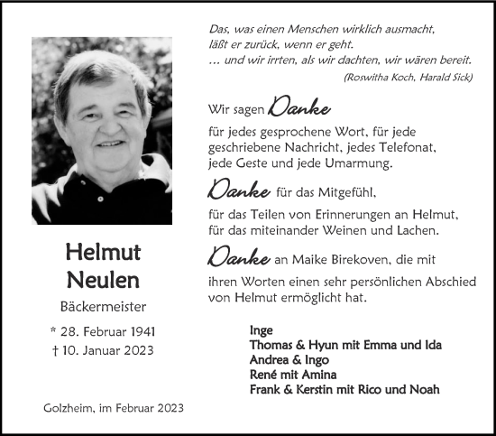 Traueranzeigen Von Helmut Neulen | Aachen Gedenkt