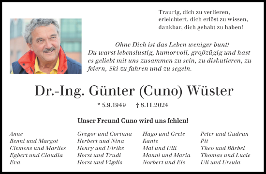 Traueranzeige von Günter Wüster von Aachener Zeitung