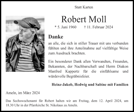 Traueranzeige von Robert Moll von Zeitung am Sonntag