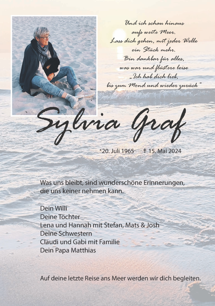  Traueranzeige für Sylvia Graf vom 26.05.2024 aus Zeitung am Sonntag