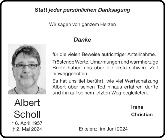 Traueranzeige von Albert Scholl von Zeitung am Sonntag