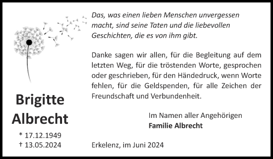 Traueranzeige von Brigitte Albrecht von Zeitung am Sonntag