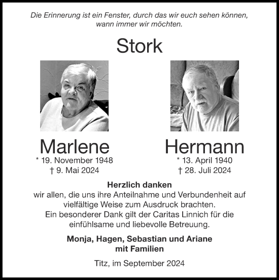 Traueranzeige von Hermann Stork von Zeitung am Sonntag